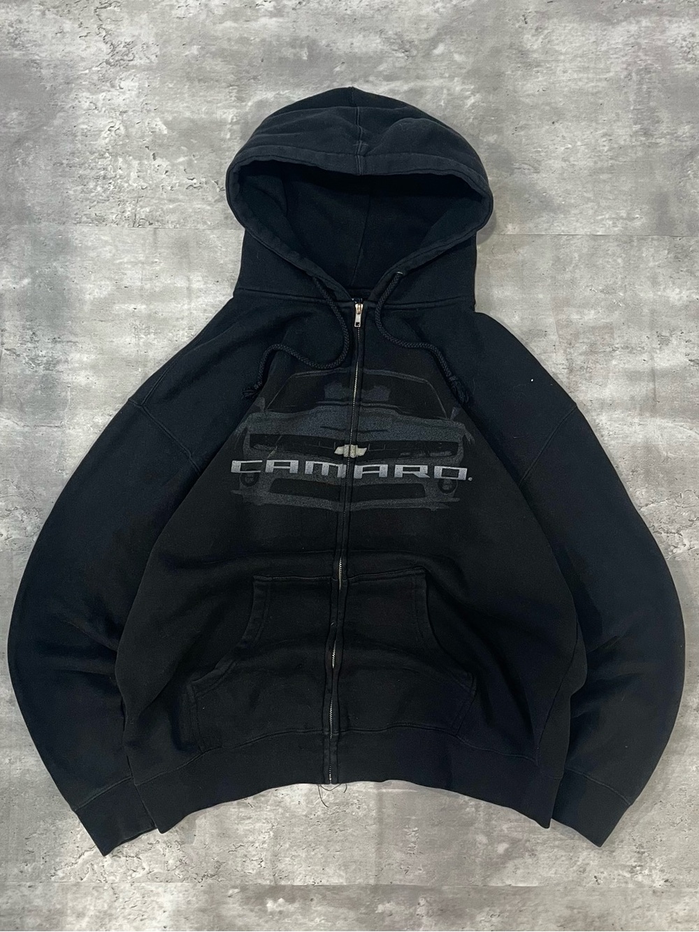 Chevrolet Camaro Zip Up Hoodie Black Graphic Heavyweight Mens XL